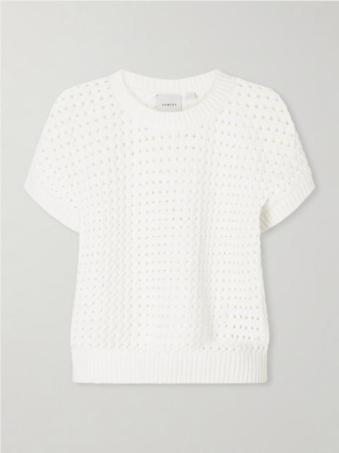VARLEY Denny Open-knit Cotton-blend T-shirt