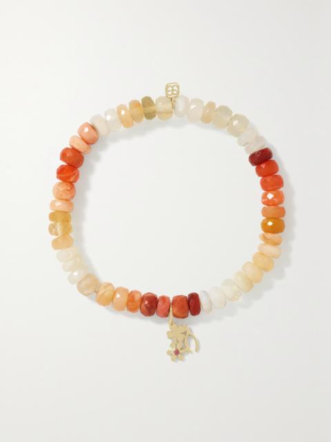 SYDNEY EVAN Lucky Wish 14-karat Gold, Opal And Ruby Bracelet