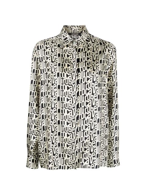 logo-print silk shirt