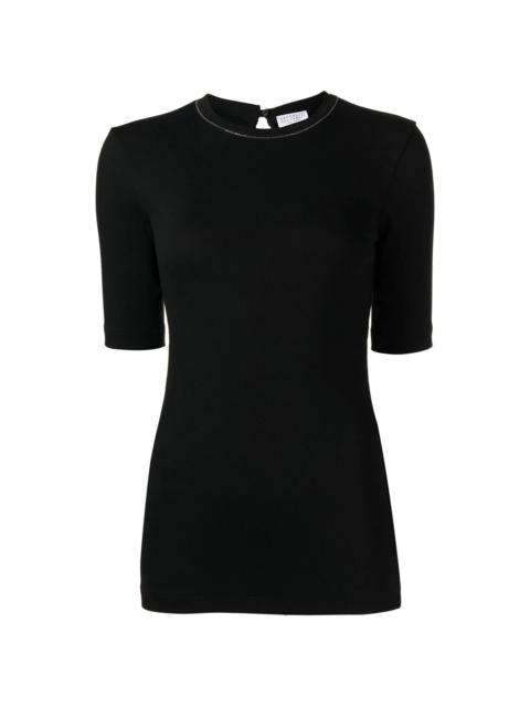 Monili-detail cotton T-Shirt