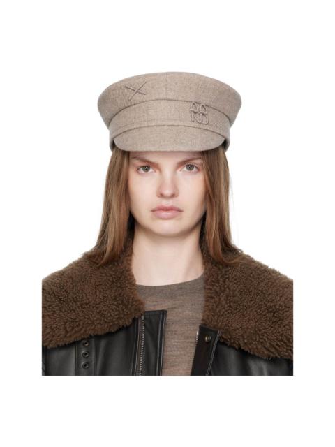 RUSLAN BAGINSKIY Beige Logo-Embellished Baker Boy Cap