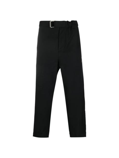 belted-waist straight trousers