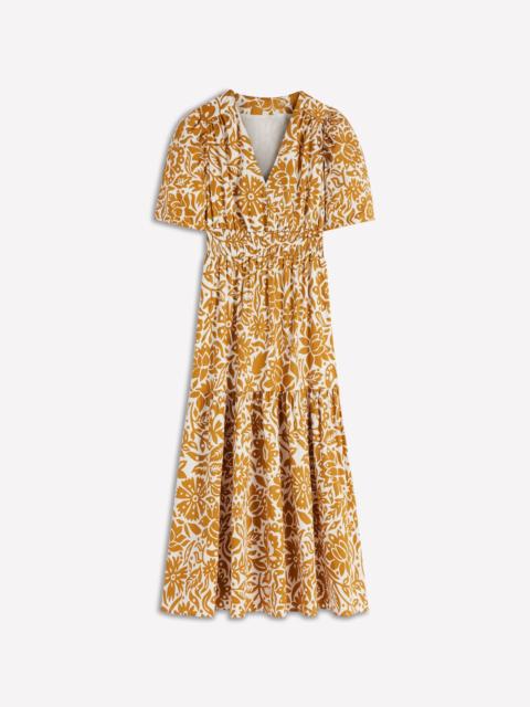 BODEN Irene Puff Sleeve Cotton Dress-Gold Wheat, Meadow Scatter