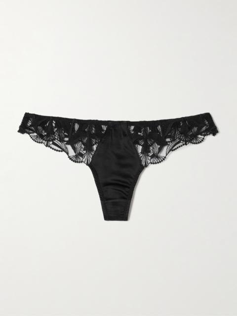 KIKI DE MONTPARNASSE Eclore Lace And Stretch-silk Thong