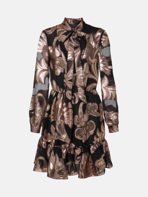 Etro Printed tie-neck minidress