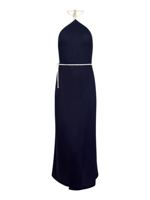 onia Linen-Blend Wrap Dress blue