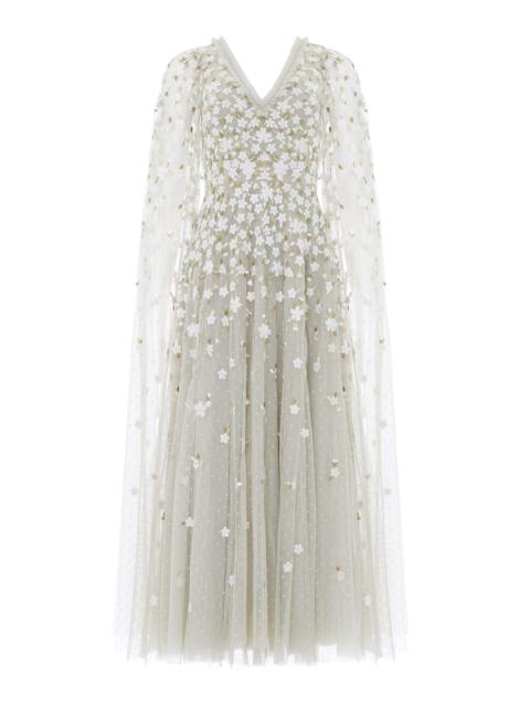 Needle & Thread Camellia Ditsy Cape Sleeve Ankle Gown