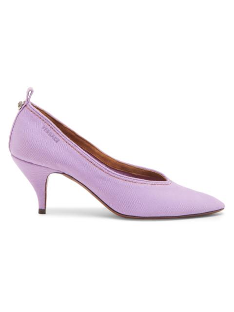 VERSACE Women's 65MM Denim Pumps - Lilac Arch Palladium