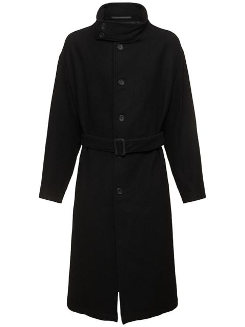 J-stand collar wool blend coat