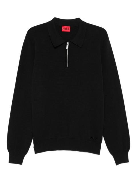 HUGO polo-collar zip-front sweater