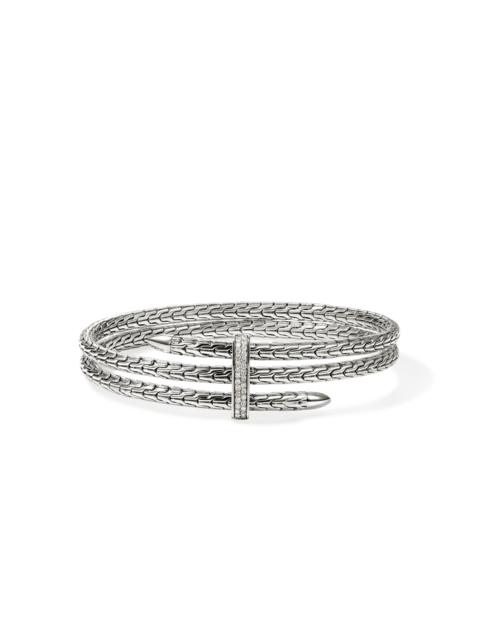 JOHN HARDY Spear Triple Flex Cuff, Sterling Silver, Diamonds, 4MM