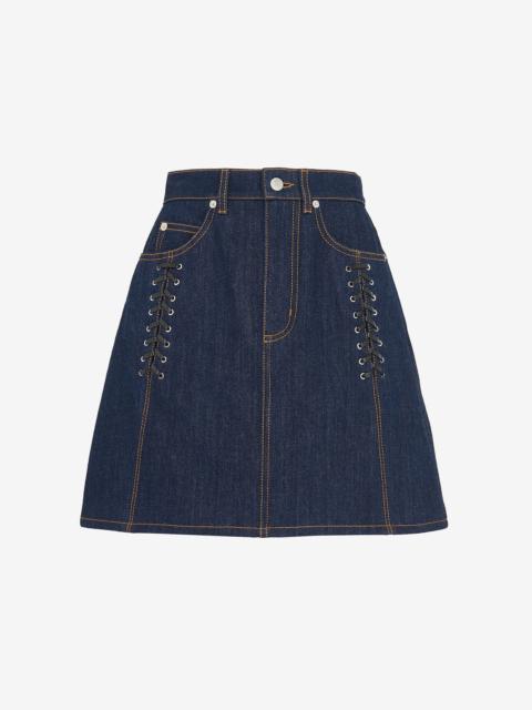 Alexander McQueen Women's Lace Detail Denim Mini Skirt in Denim