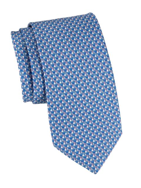 FERRAGAMO Men's Ancora Sailboat Silk Tie - Azzurro