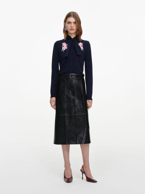 self-portrait Navy Sequin Embellished Knit Cardigan
