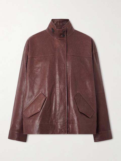 SIMKHAI Hartley Paneled Textured-leather Jacket