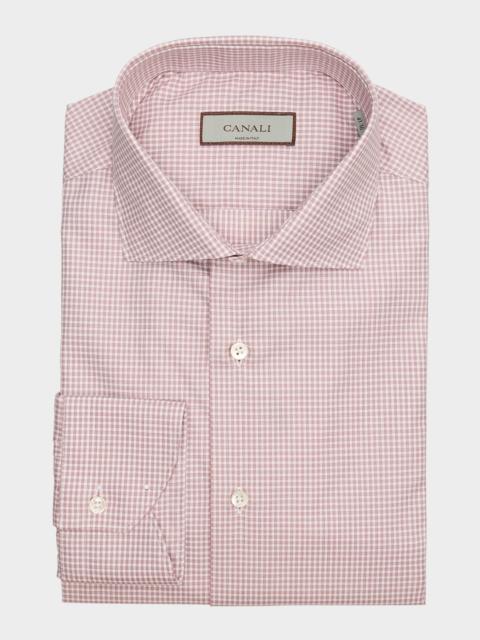 Canali Men's Cotton Micro-Check Dress Shirt