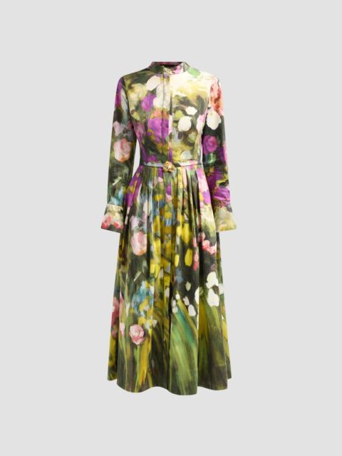 Oscar de la Renta Women's Abstract Garden Poplin Sateen Dress - Garden Multi