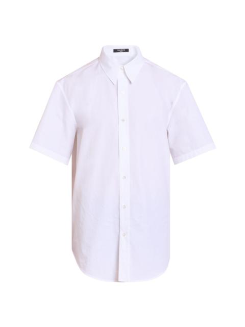 Balmain Men's Cotton Poplin Short-Sleeve Shirt - Blanc Optique