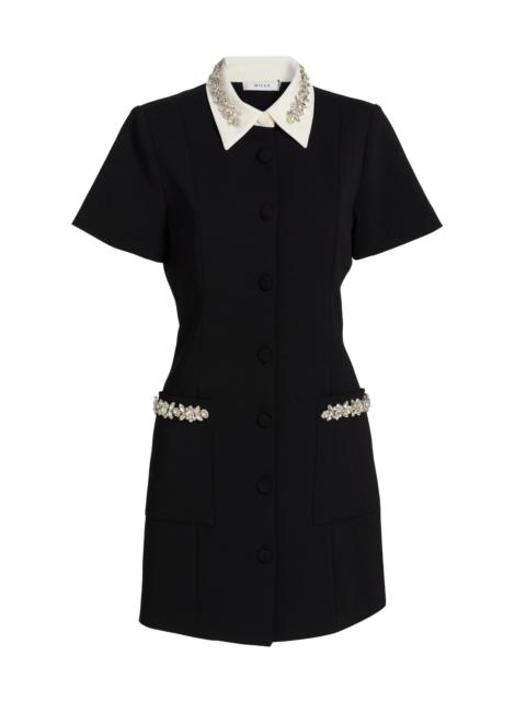 MILLY Women's Sheelah Embellished Crepe Minidress - Black White