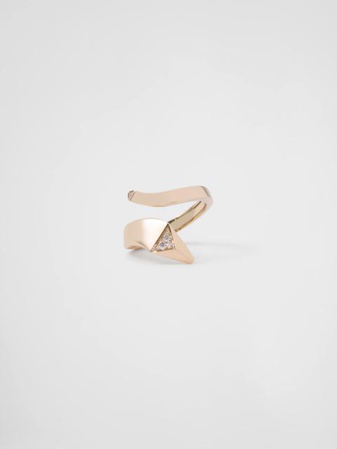 Prada Eternal Gold snake mini ring in yellow gold and diamonds