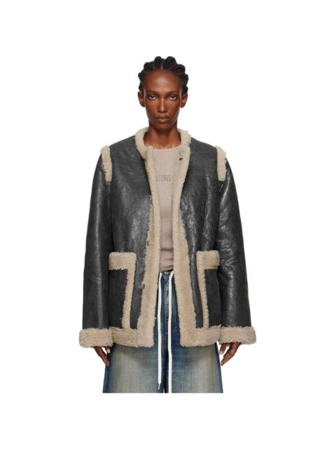 MM6 Maison Margiela Black & Beige Sports Shearling Jacket