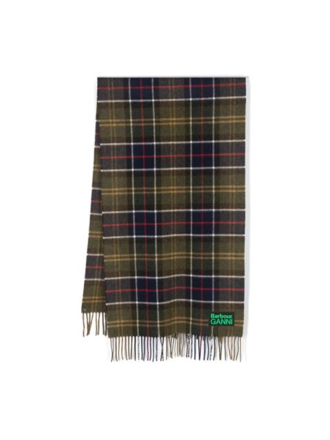 x Ganni tartan-check wool scarf