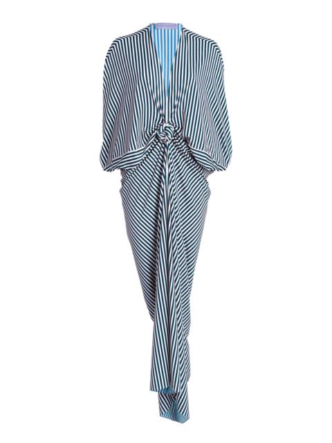SILVIA TCHERASSI Fiore Gathered Crepe Tunic Maxi Dress stripe