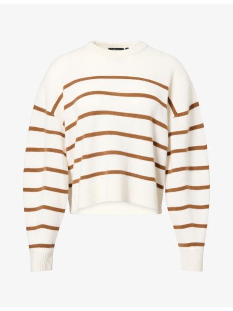 Theory Striped Crewneck Cashmere Jumper