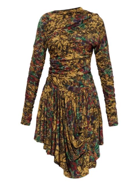 GANNI ruched floral midi dress