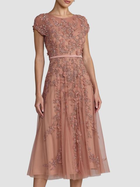 MAC DUGGAL Women's Embellished Mesh A-Line Cocktail Dress - Rosewood
