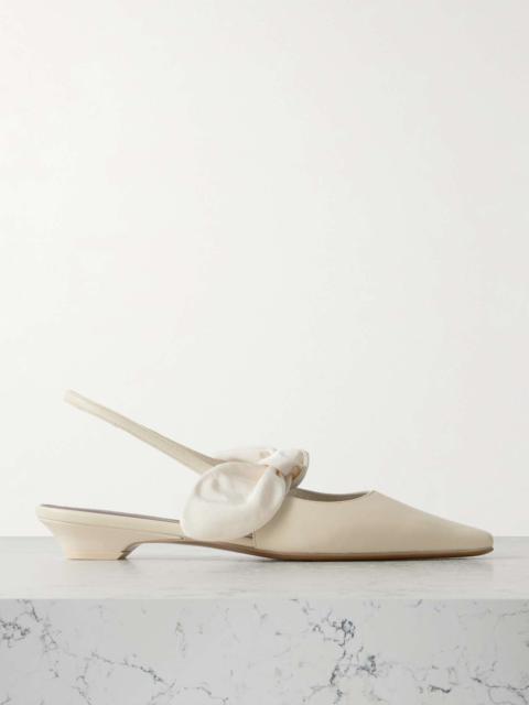 NEOUS Uba bow-embellished faille and leather slingback flats Beige