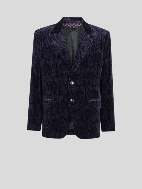 Etro SINGLE-BREASTED COTTON VELVET JACKET WITH PAISLEY OVERPRINT