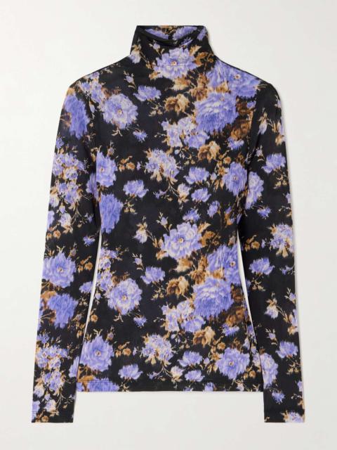 ULLA JOHNSON Aurelia floral-print stretch-jersey turtleneck top