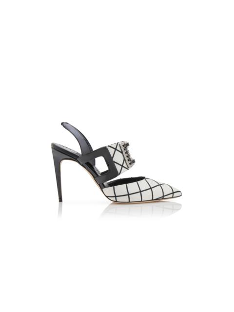 Manolo Blahnik Bamana Monochrome Crepe de Chine Polka Dot Pumps