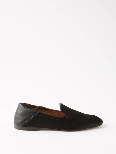 Symphony leather-trim calfhair loafers