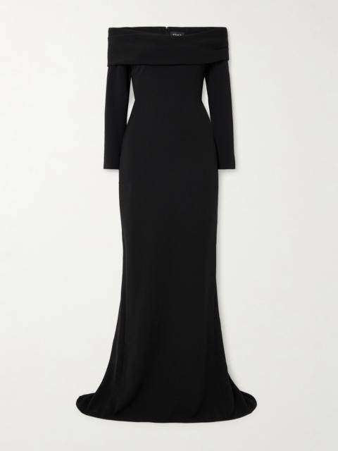 SOLACE LONDON Lyla Off-the-shoulder Crepe Gown