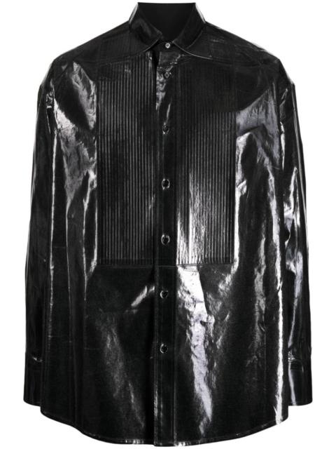 MM6 Maison Margiela patent-effect panelled shirt