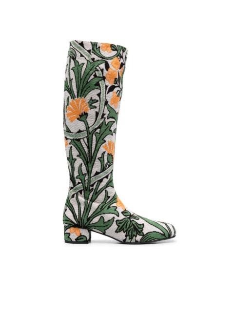 La DoubleJ Edie 40mm floral-jacquard boots