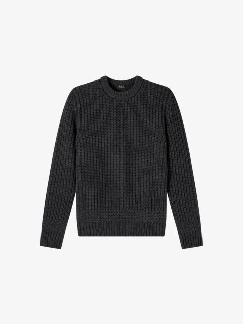 A.P.C. RON SWEATER - CHARCOAL GRAY SWEATER IN RECYCLED WOOL