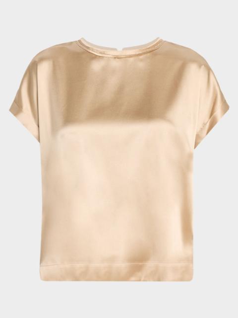 PESERICO Stretch Silk Satin T-Shirt