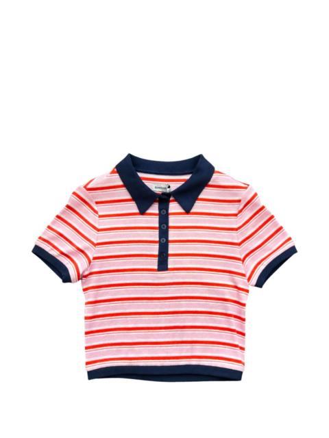 SIMKHAI striped knitted polo top