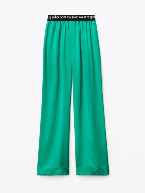 Alexander Wang LOGO ELASTIC PANT IN SILK CHARMEUSE
