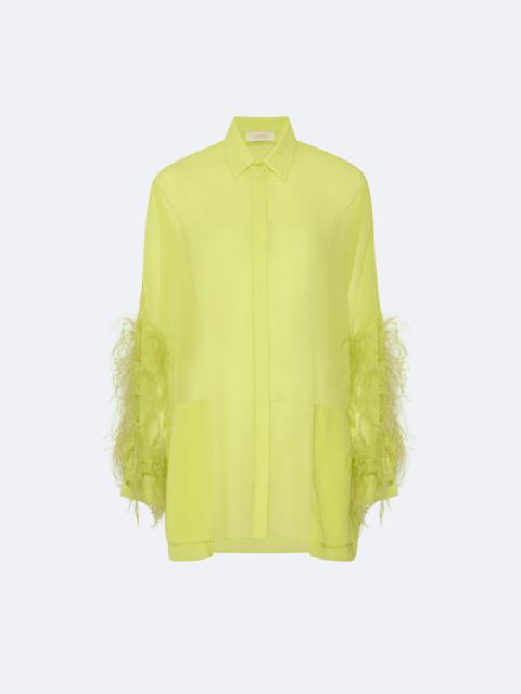 LAPOINTE Georgette Oversized Shirt With Feathers