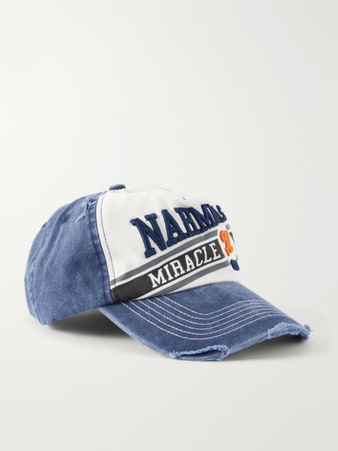 NAHMIAS Coastal Sport Distressed Printed Logo-Embroidered Cotton-Canvas Cap Blue
