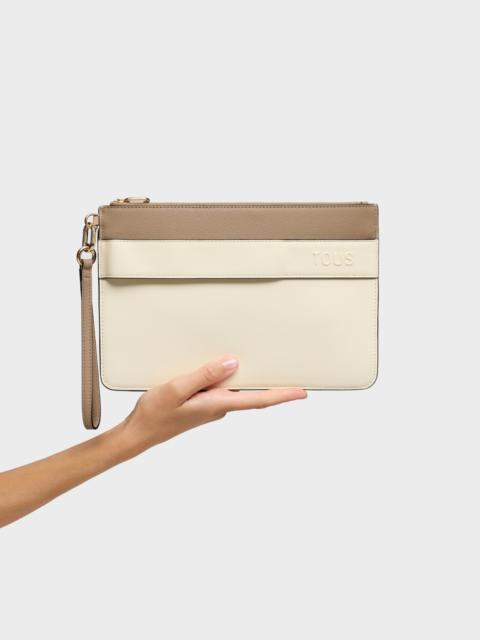 TOUS Beige and sand-colored Clutch bag TOUS Audree Saffiano