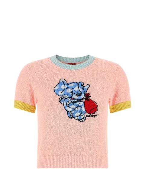 KENZO cartoon-motif intarsia-knit T-shirt