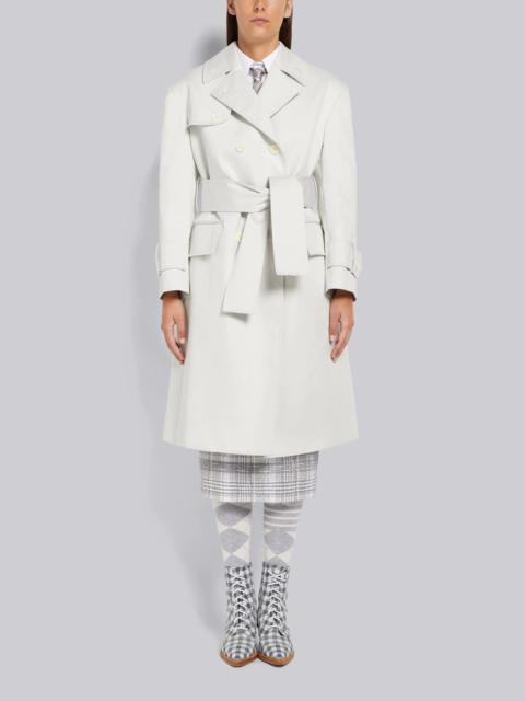 Thom Browne White Mackintosh Grosgrain Trim Oversized Belted Trench Coat