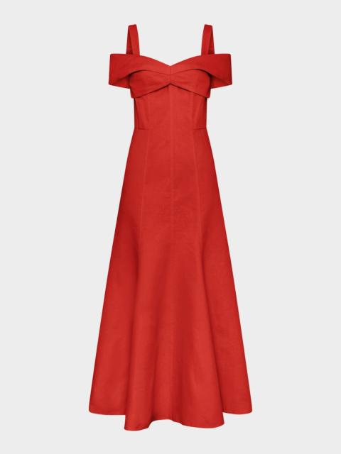 NICHOLAS Ivana Cold-Shoulder Sweetheart Midi Dress