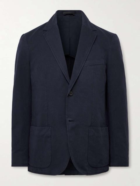 Unstructured Garment-Dyed Cotton and Linen-Blend Twill Blazer
