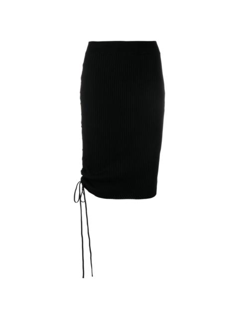 drawstring-detailed midi skirt